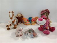Lot of Plush Animals and Doll