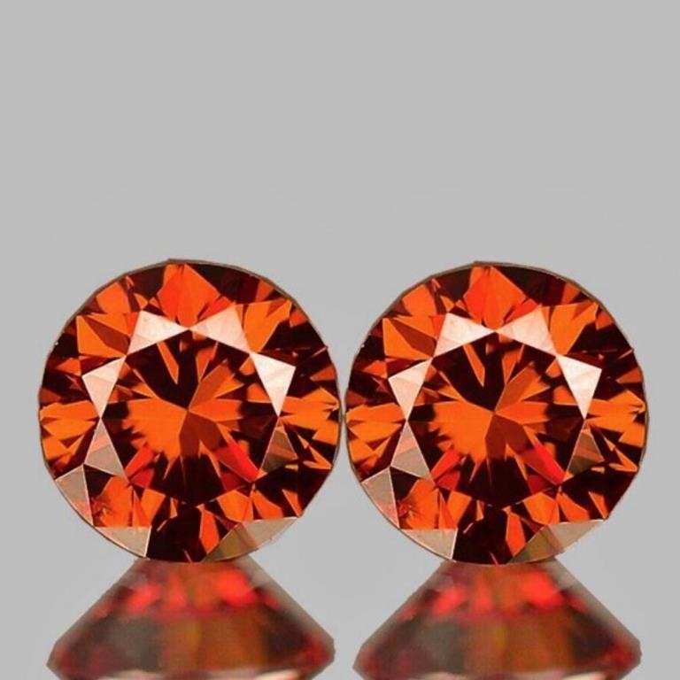 Natural  AAA Vivid Orange Zircon Pair{Flawless-VVS
