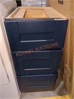 Navy Blue Base Cabinet 3 Drawers 15"W