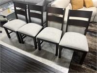 Set 4 wood Dinning chairs with tan upholstered