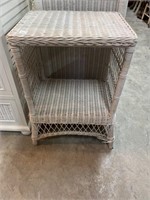 Small Wicker Side Table 17 x 13 x 25 h  , ( needs