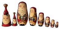 Wooden Nesting Santa Dolls & Bells