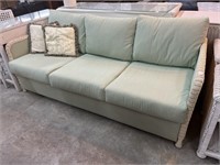 Wicker Sleeper Sofa , Upholstered in Green /