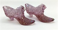 (2) 6" Fenton Glass Shoes