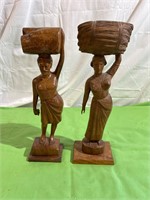 Hand carved wood statues