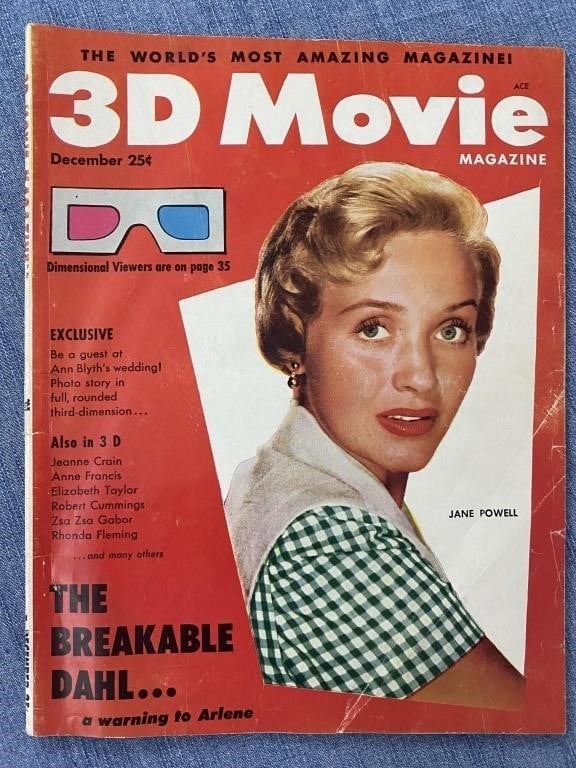 DECEMBER 1958 3D MOVIE MAGAZINE JANE POWELL