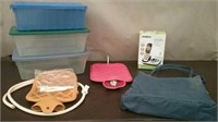 Box-2 Hot Water Bottles, 3 Plastic Tubs With