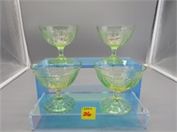 Four Uranium Glass Sorbet Dishes