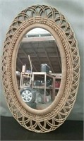 Mid Century Oval Mirror, Approx. 19"×30"