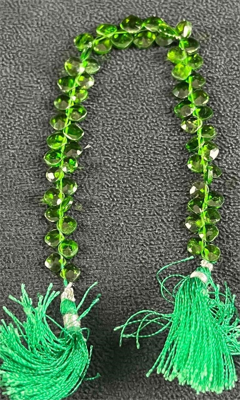 Chrome Diopside Bead Strands Faceted Green Beads
