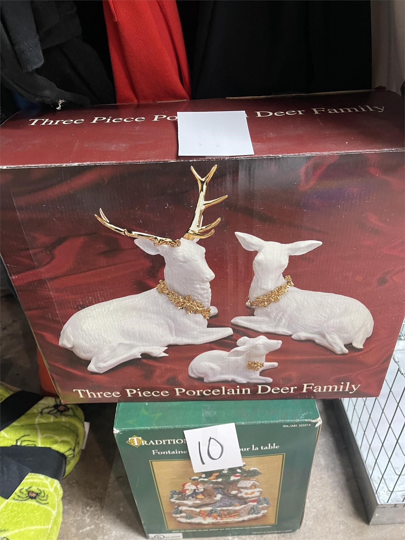 3 piece porcelain deer family Christmas decoration