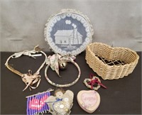 Lot of Heart Shaped Decor, Lace Wall Hanging &