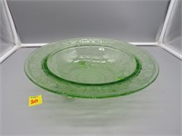 3 Footed Uranium Glass Serving Bowl