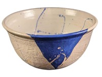 Large Ceramic Pottery Blue White Art Bowl