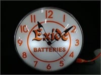 PAM Exide Batteries Lighted Advertising Clock
