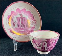 Antique Sunderland Pink Lustreware Cup & Saucer