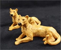 Hand Painted Resin Cougar Mountain Lion Lot Of Two