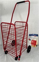 Folding Shopping Cart- Holds up to 66lbs, Red