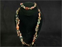 Vintage Natural Stone Beaded Necklace & Bracelet
