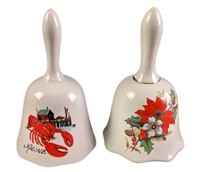Vintage Maine Lobster And Floral Porcelain Bells