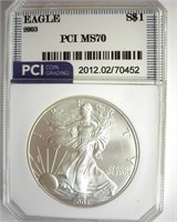 2003 Silver Eagle MS70 LISTS $180