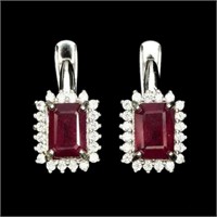 Natural 7x5mm Top Rich Red Ruby Earrings