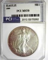 1998 Silver Eagle MS70 LISTS $1700