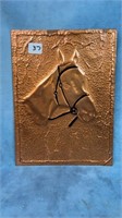 Hand Stamped 10" x 8" Copper Horse Head Art