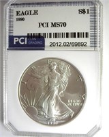 1990 Silver Eagle MS70 LISTS FOR $3850