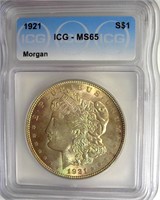 1921 Morgan ICG MS65 Golden Toning