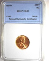 1955-D Cent MS67+ RD LISTS FOR $6000