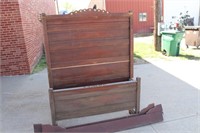 Antique Wooden Headboard/Footboard w/Sideboard