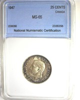 1947 25 Cents NNC MS65 Canada