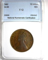 1862 1/2 Anna NNC F12 India