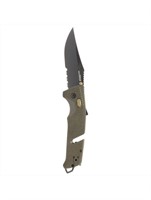 Sog Olive Drab Partially Serrated Trident At Knife