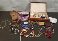 3 Trinket Boxes w/ Assorted Jewelry