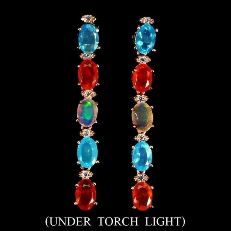 Natural Untreated Multi Color Opal Earrings