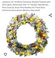 NEW 24" Artificial Christmas Wreath (Flocked) w/