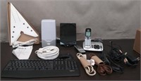 Box Logitech Keyboard & Mouse, Uniden Phones,