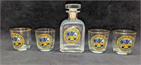 USA Army 4 Old Fashioned Glasses & Decanter