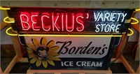 Vintage Double-Sided Tin Borden's Ice Cream Neon S
