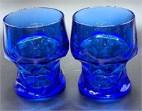 2 Vintage Georgian Blue Whiskey Glasses B