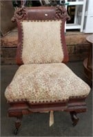 Gorgeous Antique Upholstered Chair. Needs 1 Wheel.