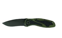 Kershaw Black Green Plain Blur Folding Knife