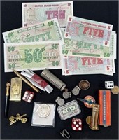 11 - LOT OF FOREIGN CURRENCY & COLLECTIBLES (J15)