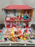 Vintage Ideal Toy Corp. Doll House w/ Assorted