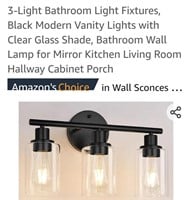 New 3 Light Bathroom Fixture with Glass Shades