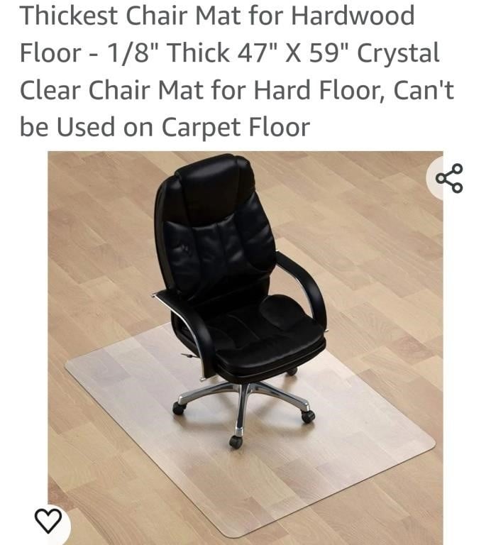 47" x 59" Plastic Office Chair  Mat for Hardwood