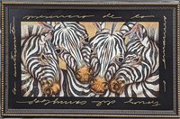 Framed Luis Sottil Zebras Original Acrylic On Canv