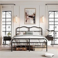 Full Size Bed Frame with Headboard and Footboard